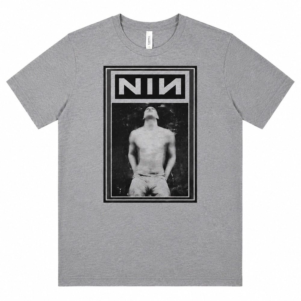 Nine Inch Nails NIN Trent Reznor Graphic T-Shirt Mens Heather Grey Crewneck Tee